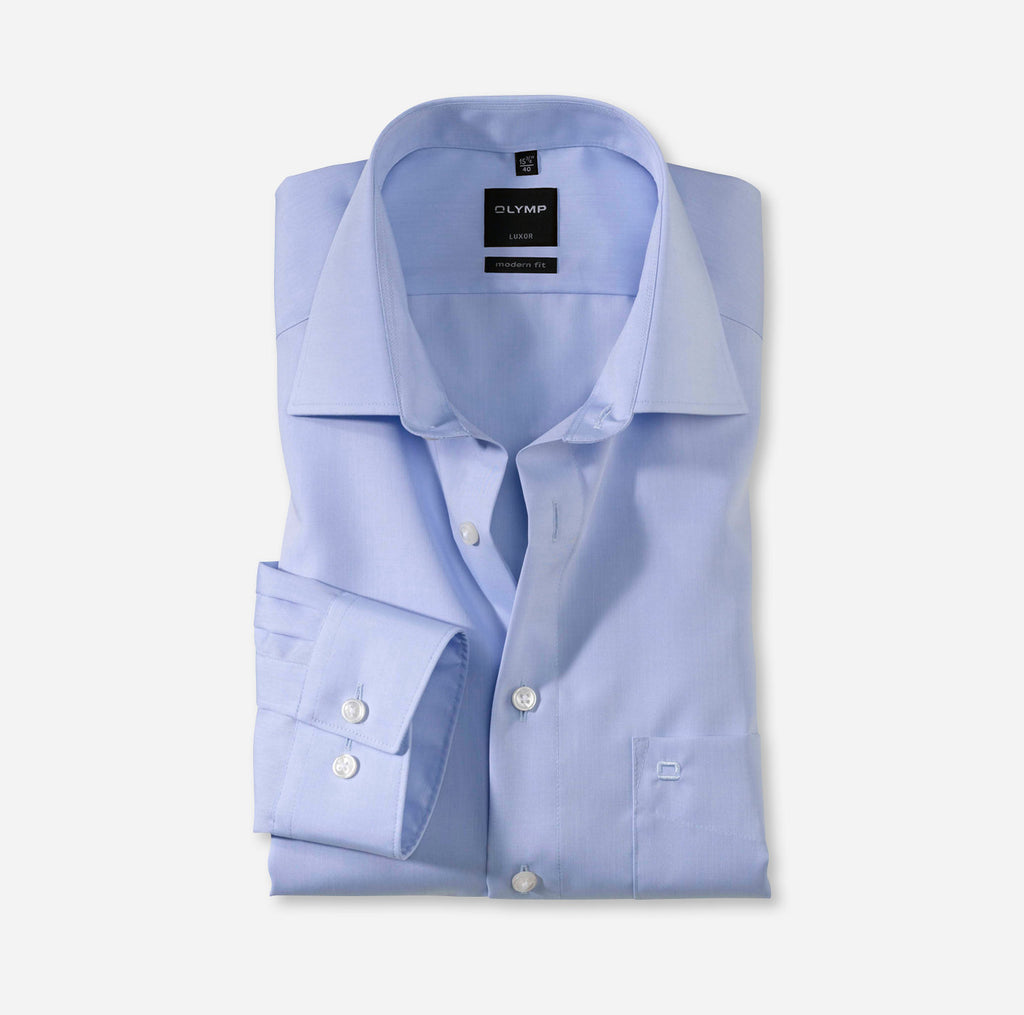 Hemden lange mouw blauw OLYMP