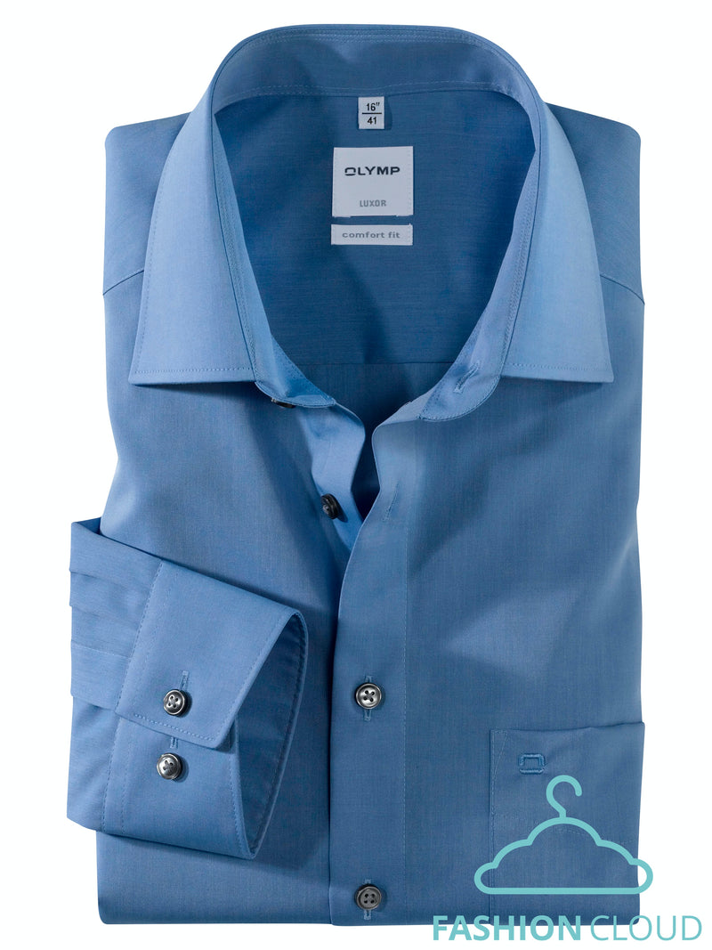 Hemden lange mouw blauw OLYMP