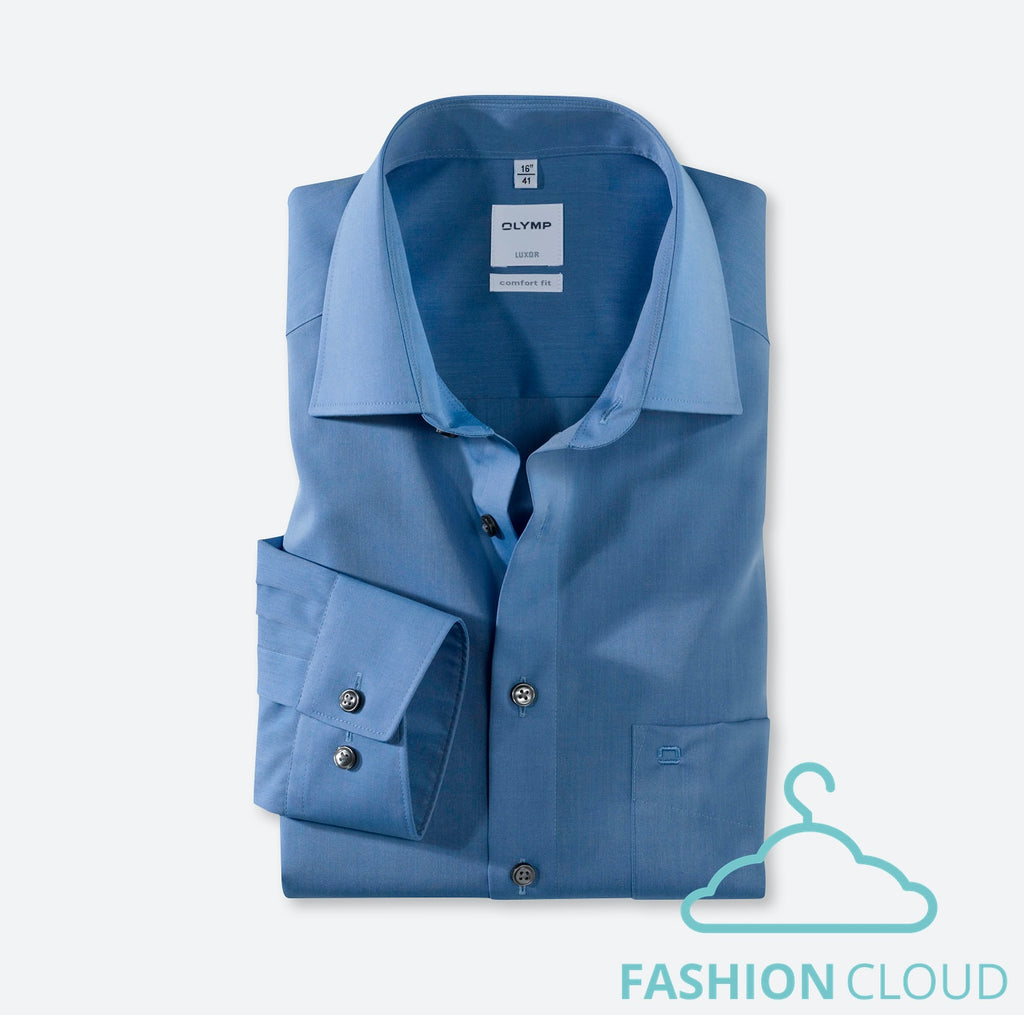 Hemden lange mouw blauw OLYMP