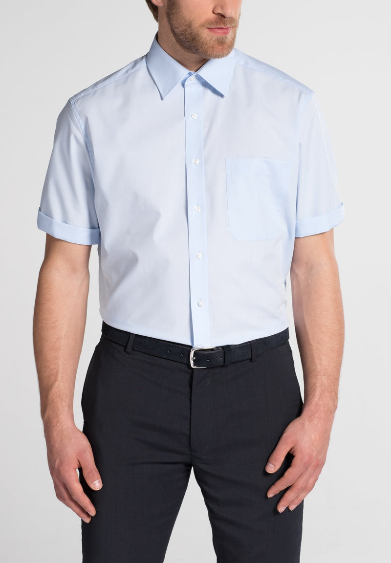 Hemden korte mouw blauw ETERNA