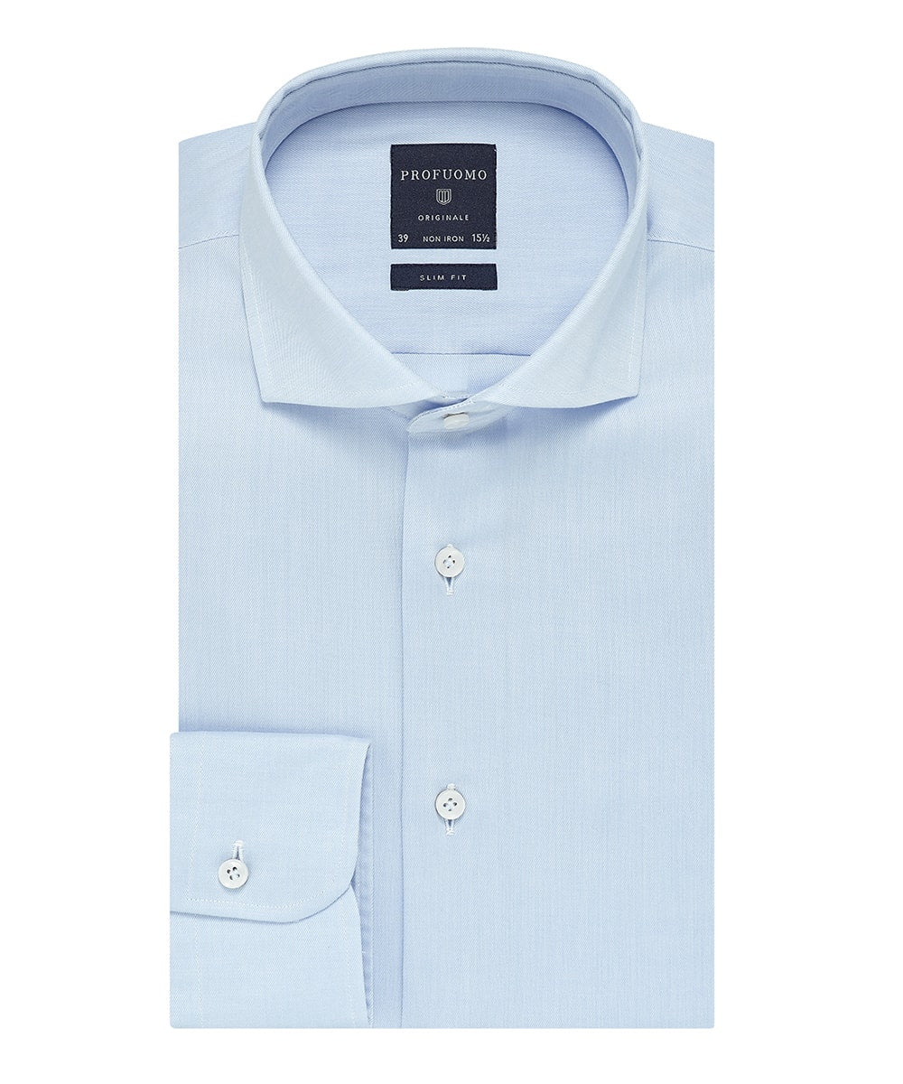 Hemden lange mouw blauw Profuomo