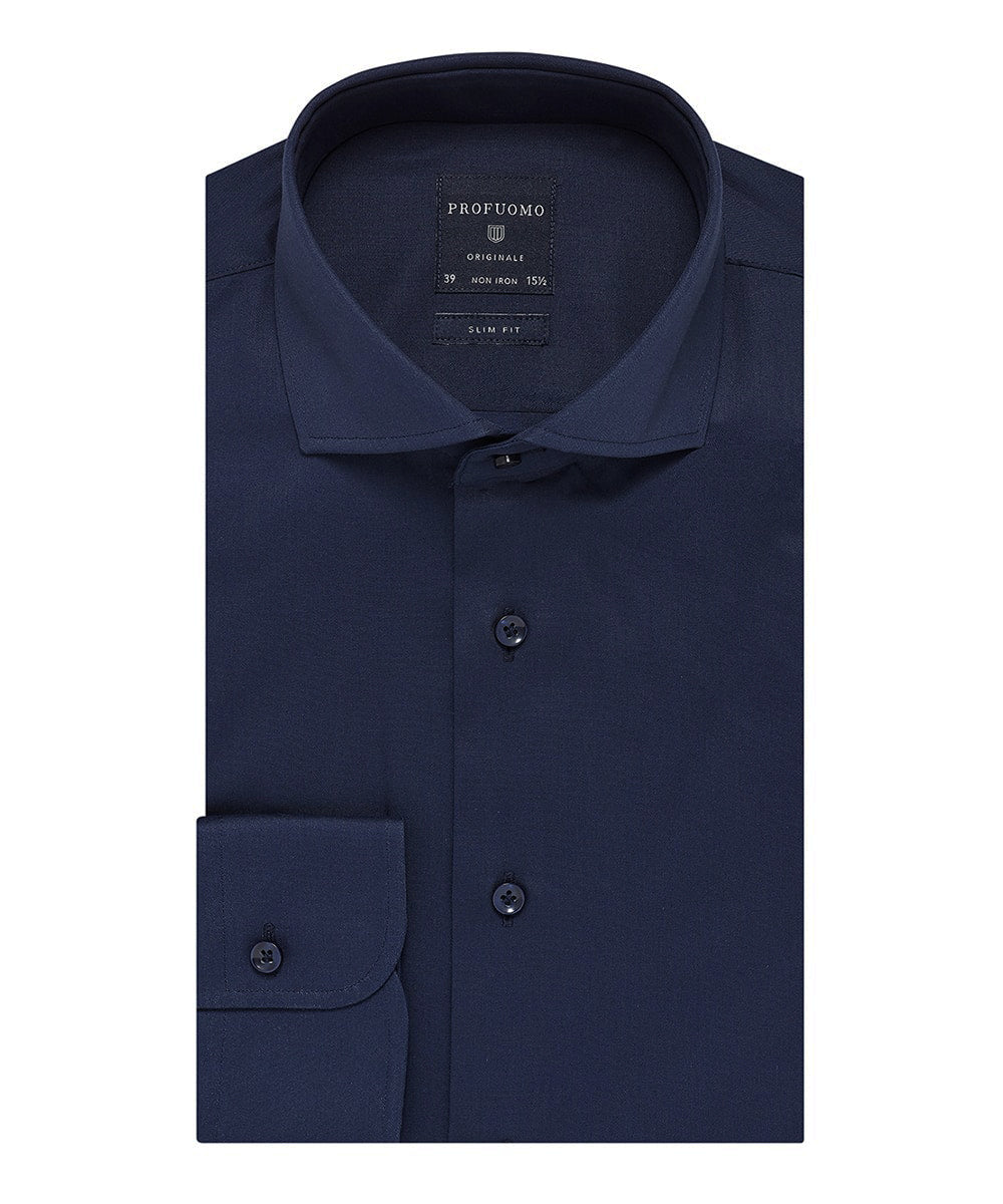 Hemden lange mouw navy Profuomo