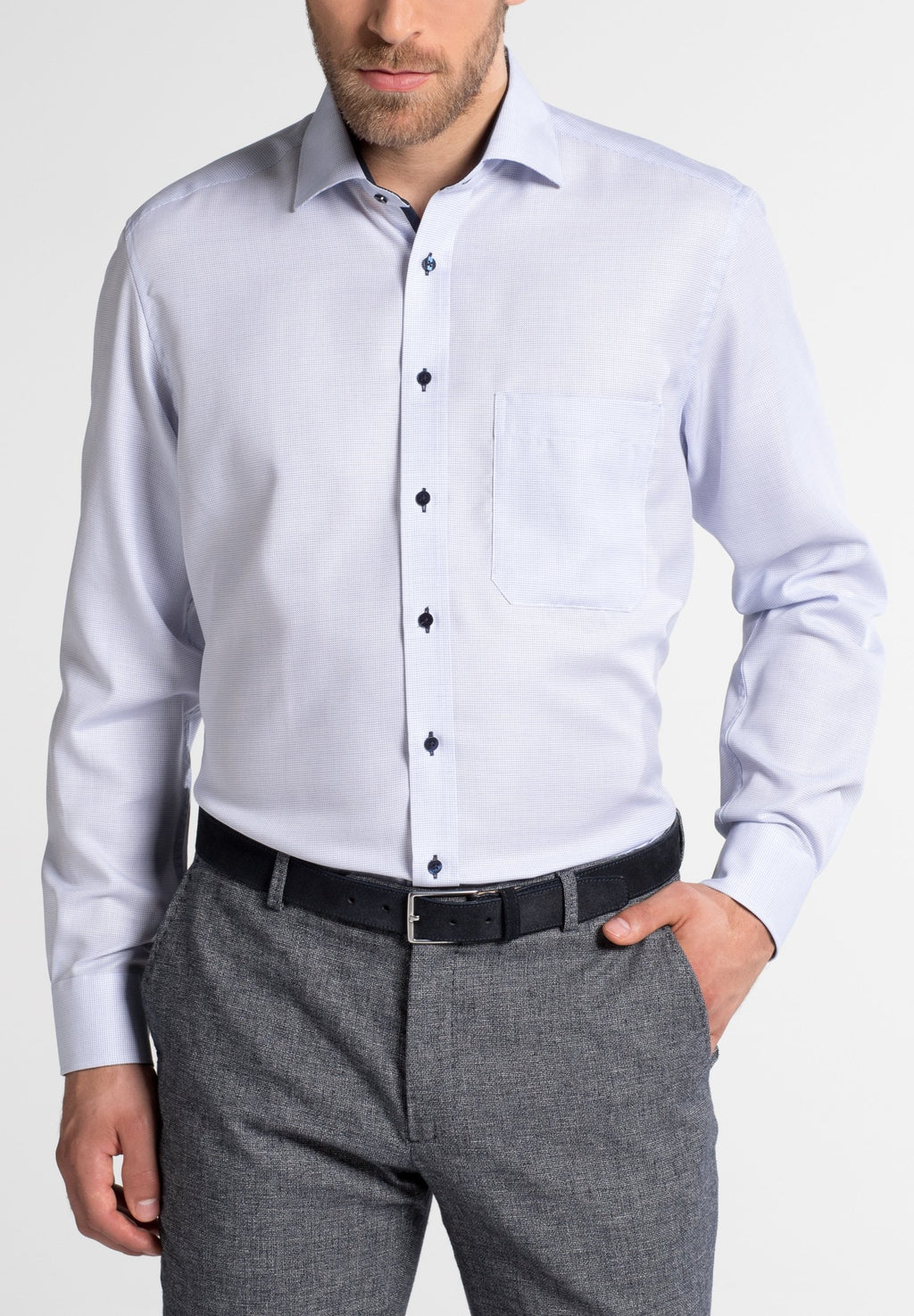 Hemden lange mouw blauw ETERNA