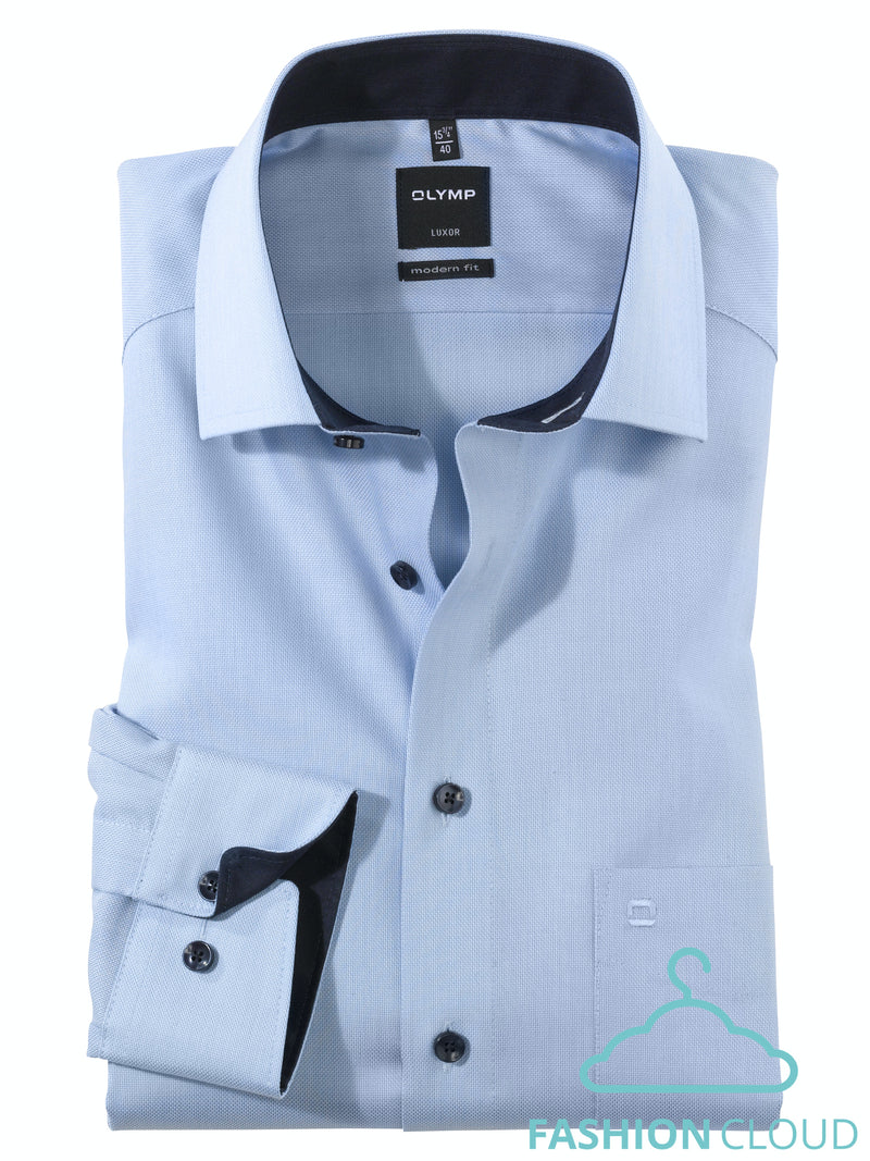 Hemden lange mouw blauw OLYMP
