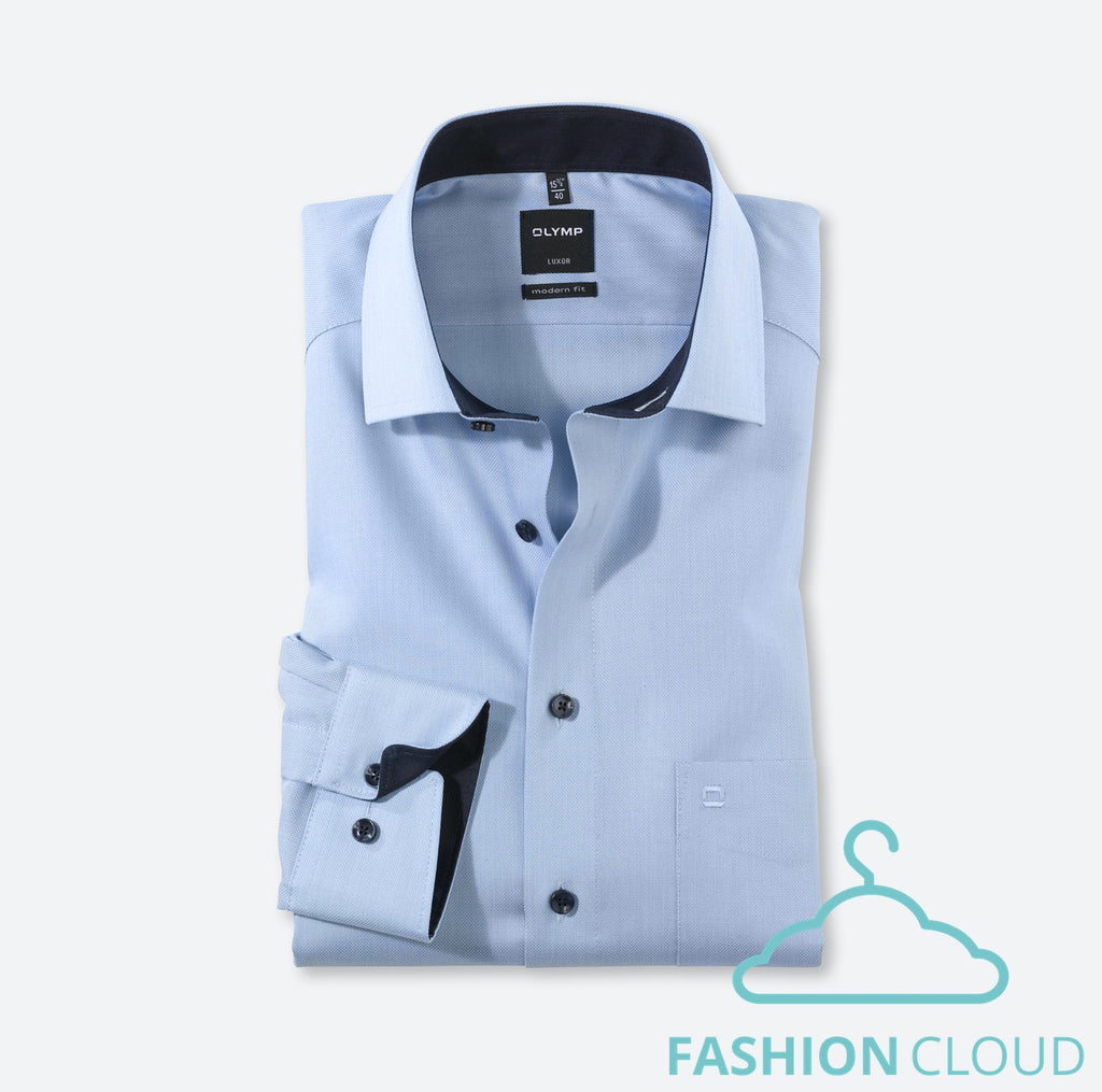 Hemden lange mouw blauw OLYMP