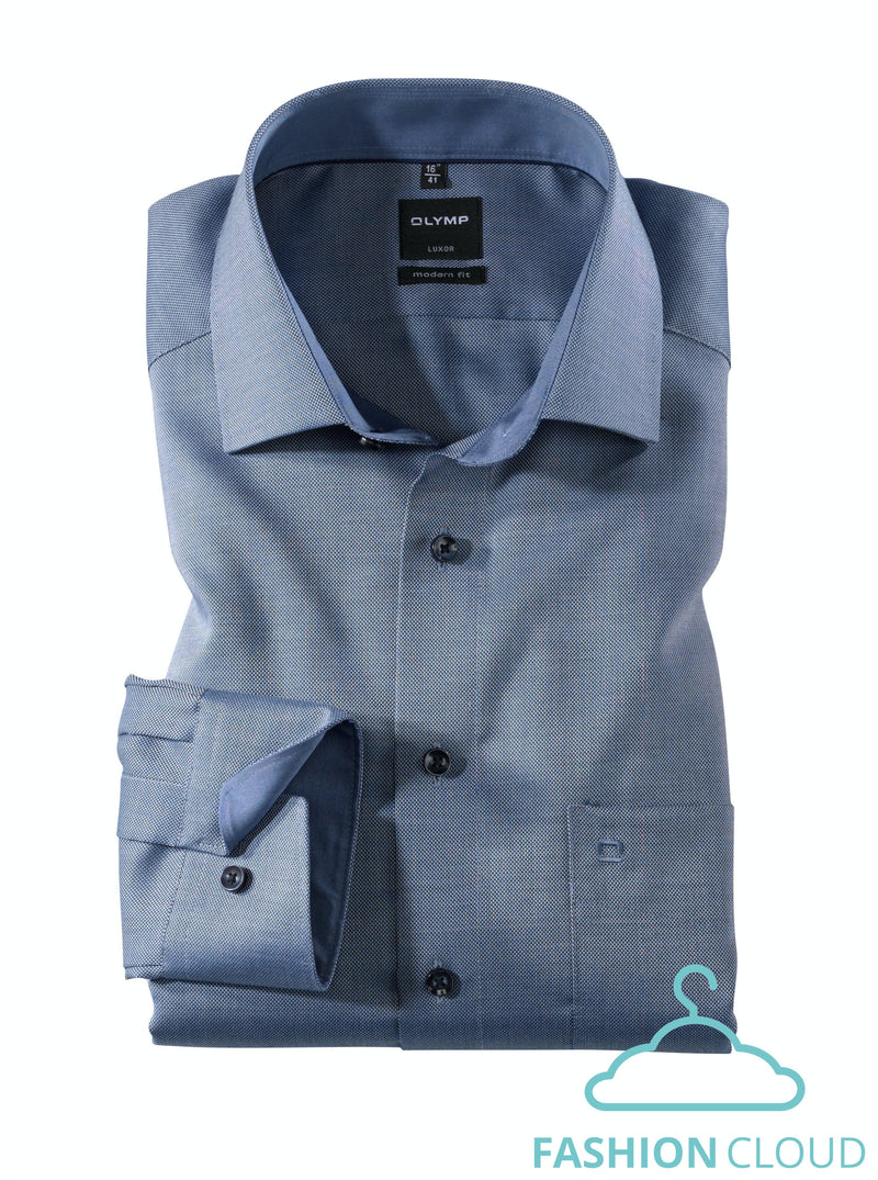 Hemden lange mouw blauw OLYMP