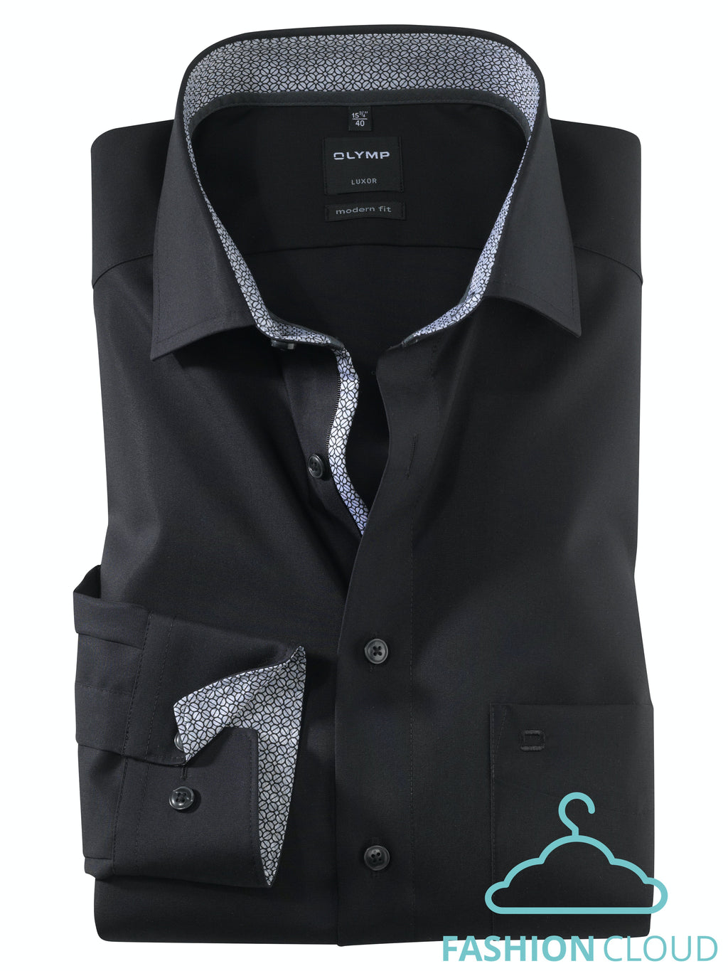 Hemden lange mouw zwart OLYMP