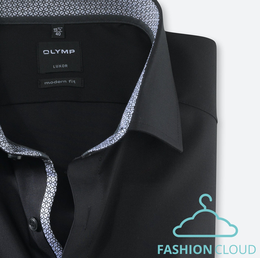 Hemden lange mouw zwart OLYMP