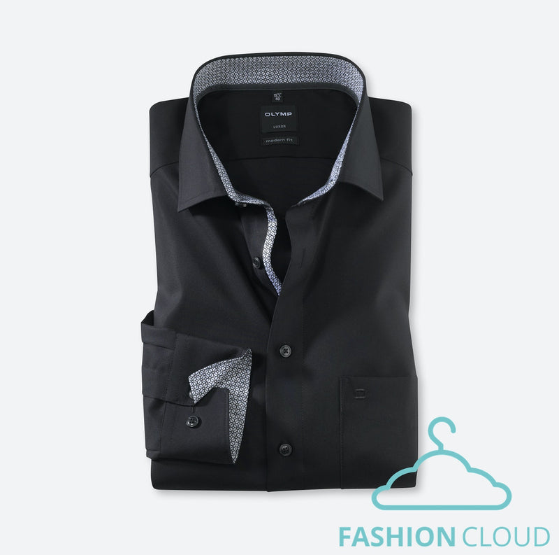 Hemden lange mouw zwart OLYMP