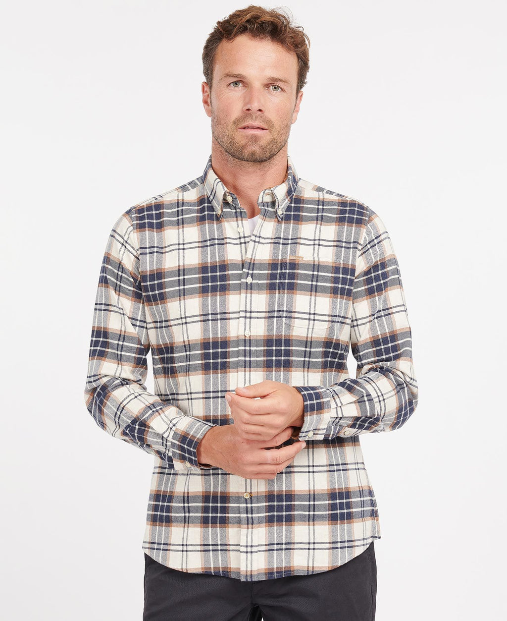 Hemden lange mouw beige Barbour