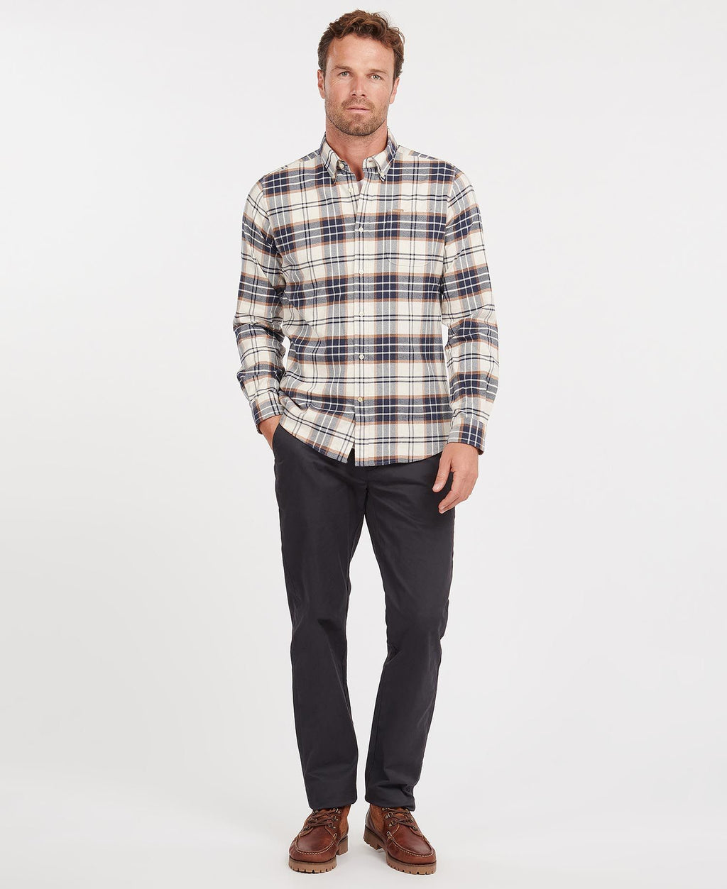 Hemden lange mouw beige Barbour