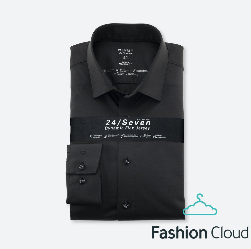 Hemden lange mouw zwart OLYMP