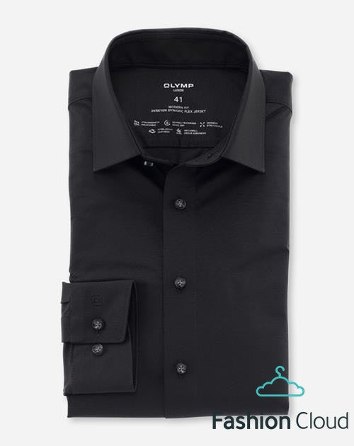 Hemden lange mouw zwart OLYMP