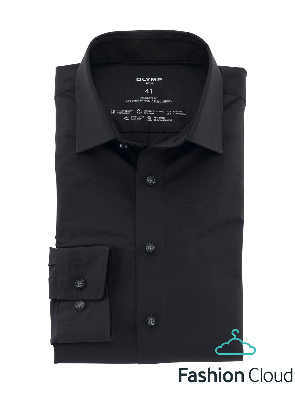 Hemden lange mouw zwart OLYMP