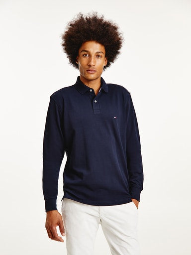 Polo's lange mouw blauw Tommy Hilfiger