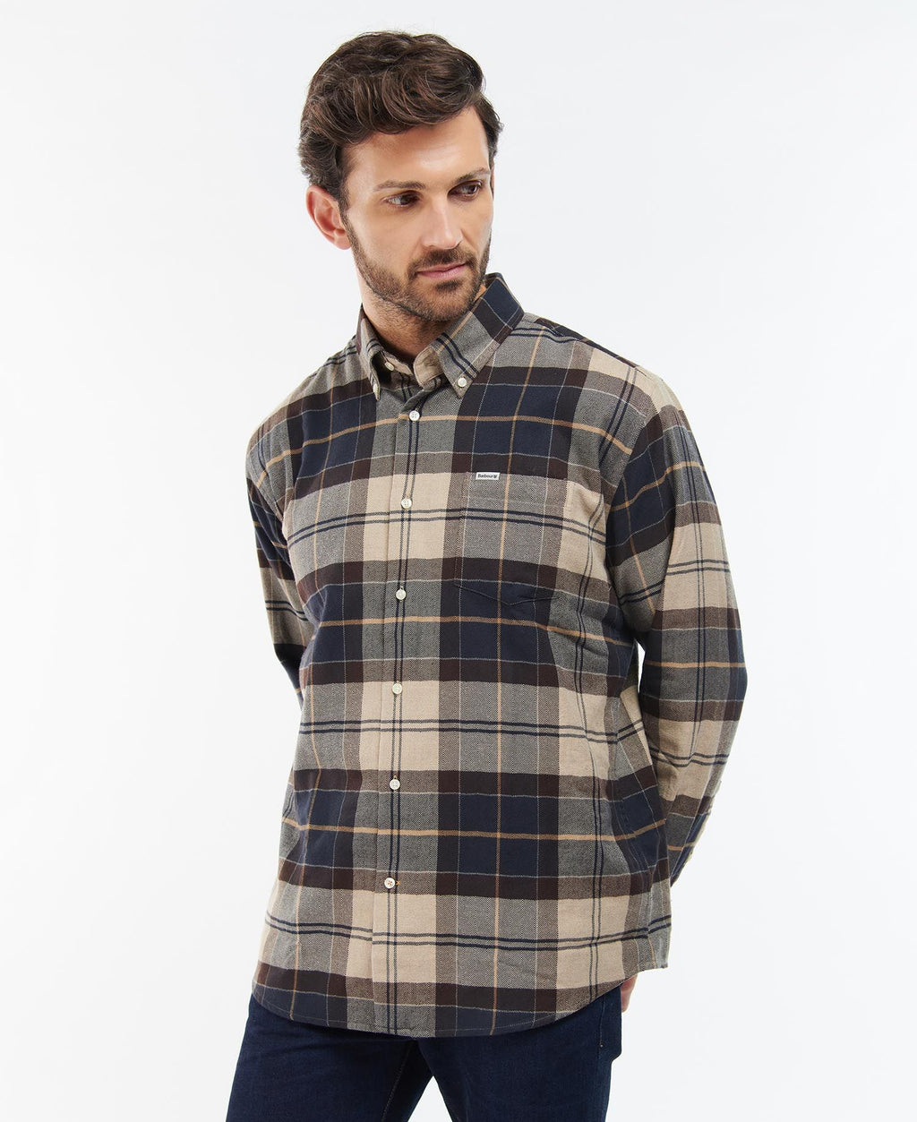Hemden lange mouw beige Barbour