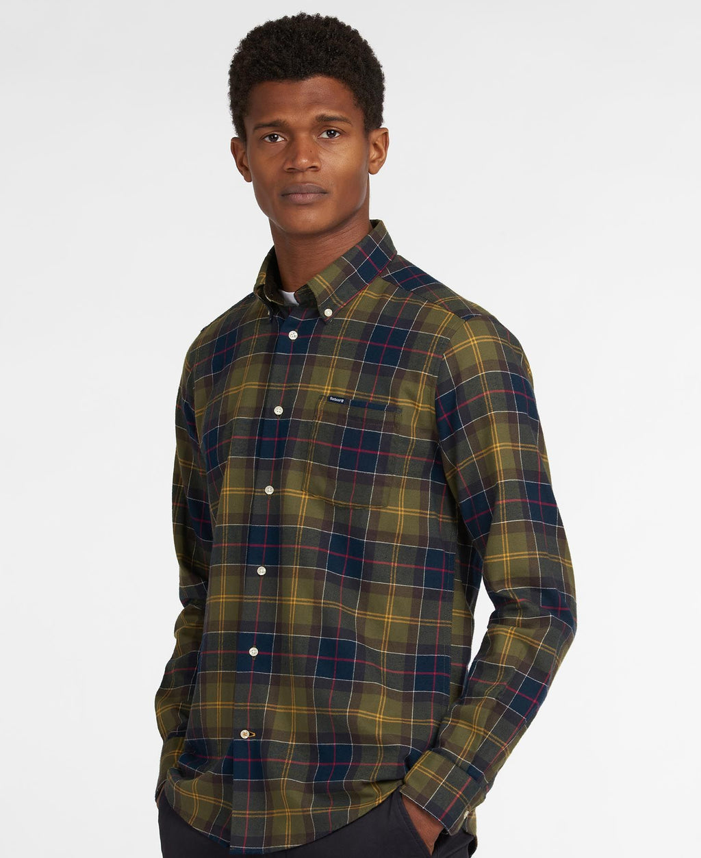 Hemden lange mouw groen Barbour