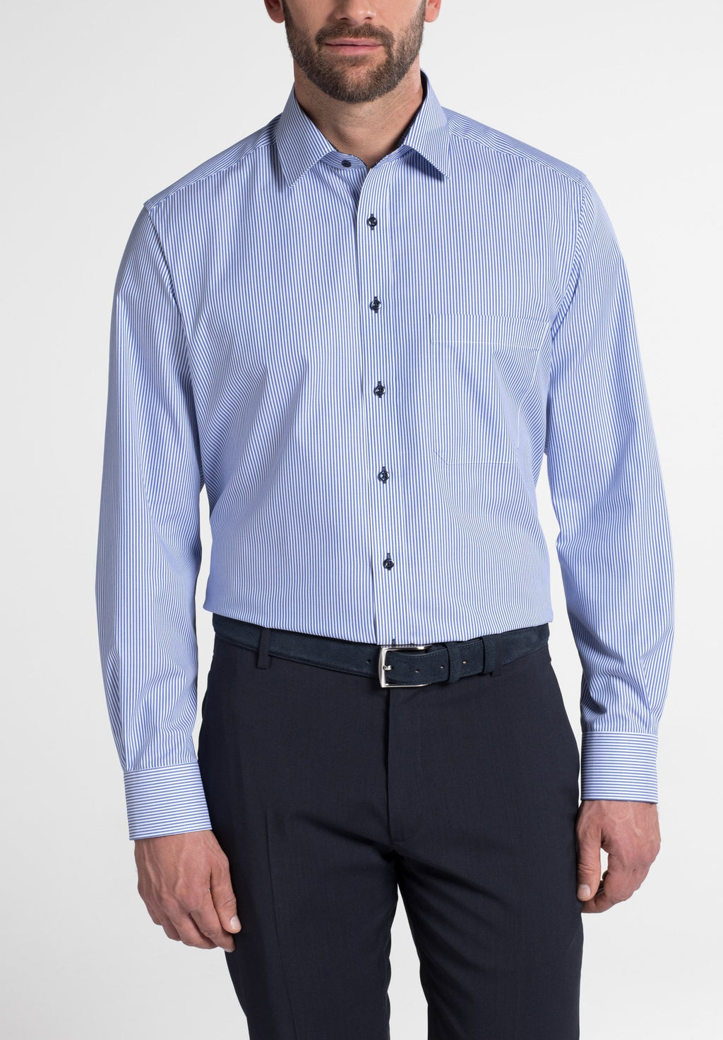 Hemden lange mouw blauw ETERNA