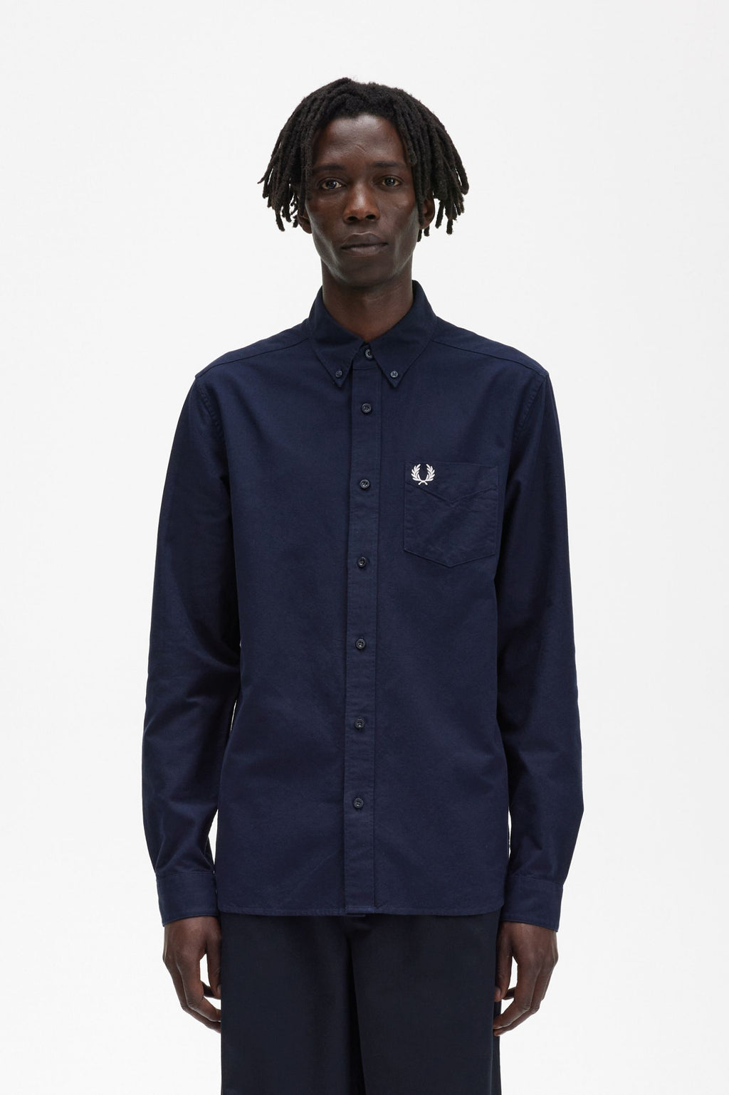 Hemden lange mouw blauw Fred Perry