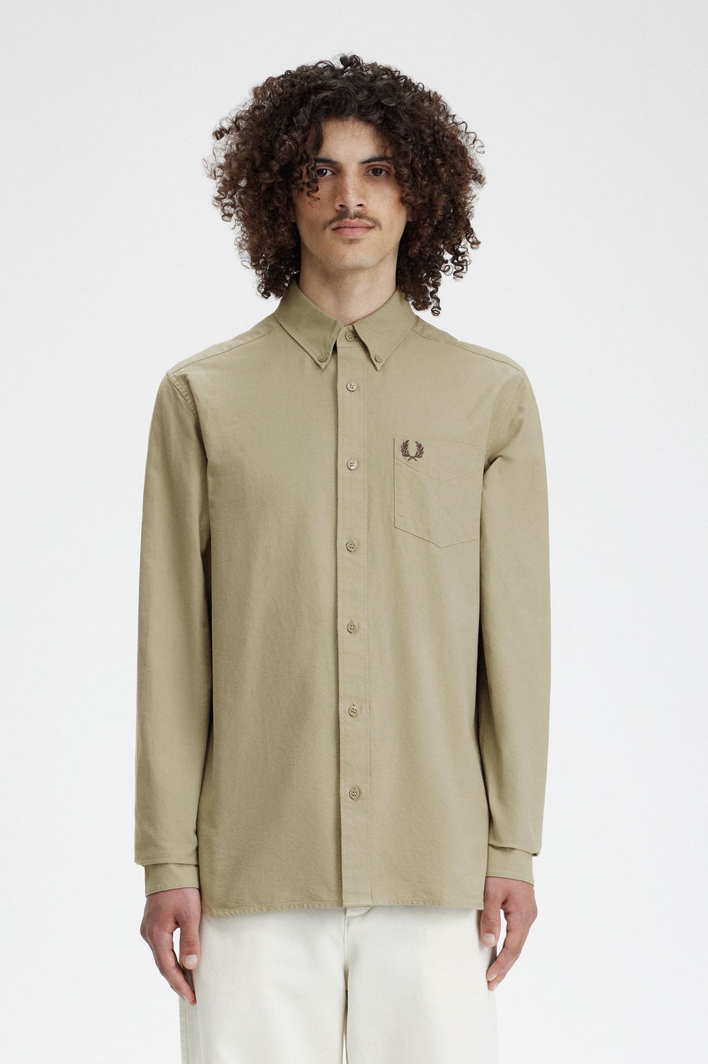 Hemden lange mouw groen Fred Perry