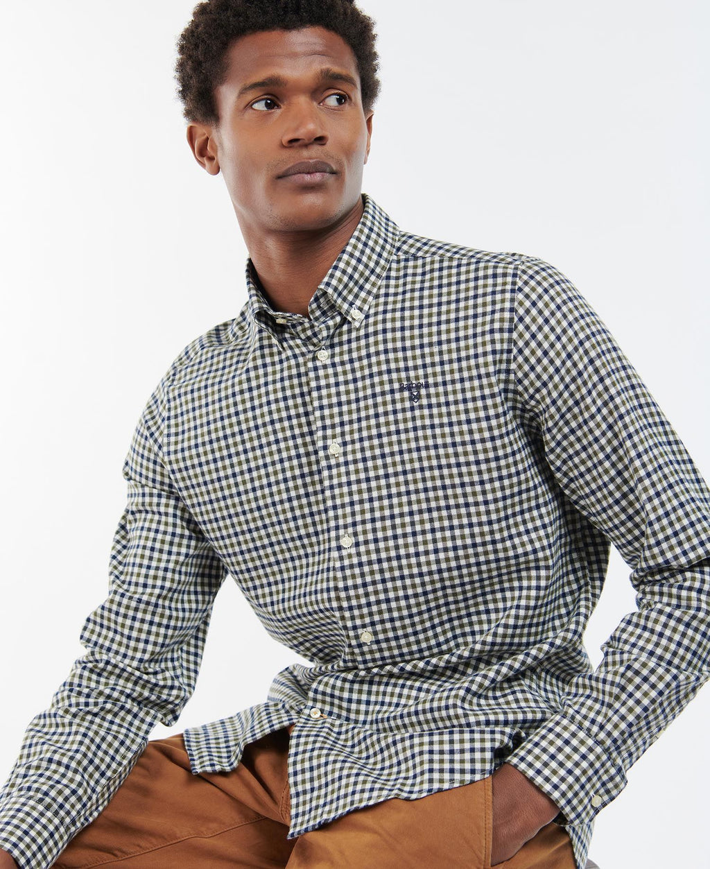 Hemden lange mouw groen Barbour