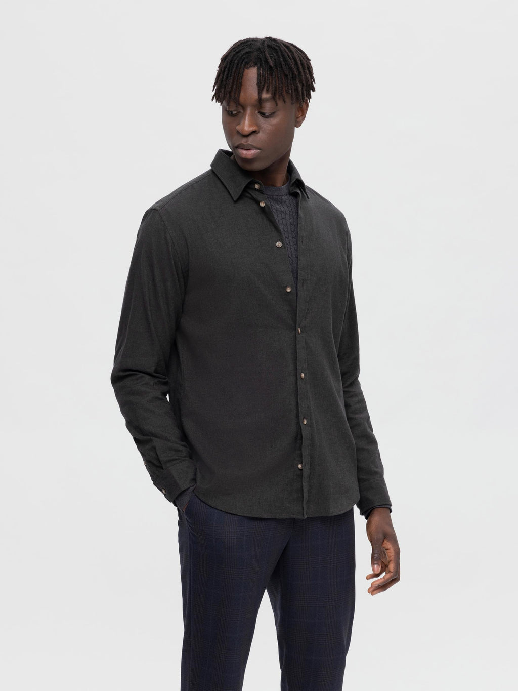 Hemden lange mouw groen Selected HOMME