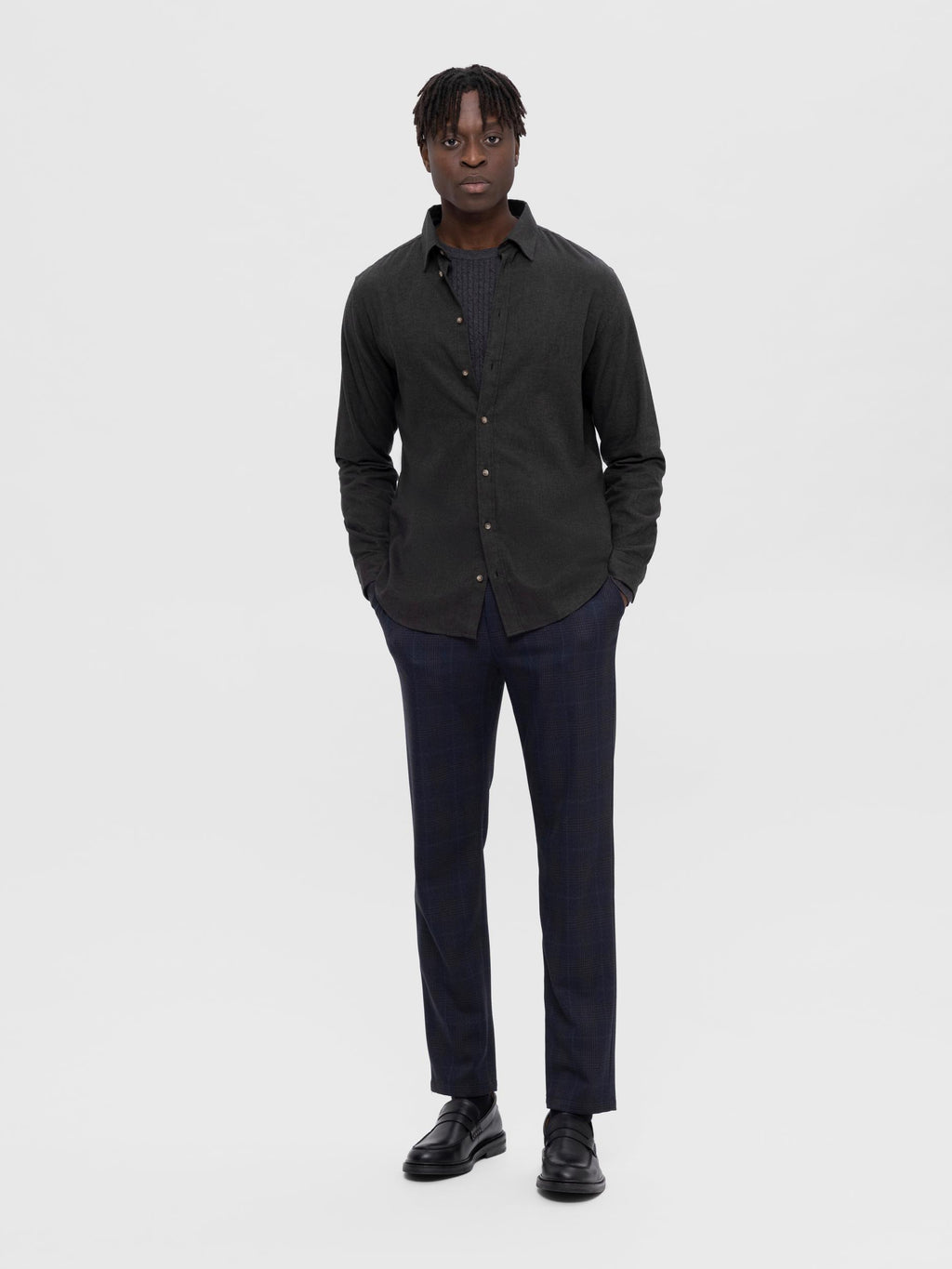 Hemden lange mouw groen Selected HOMME