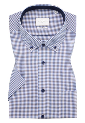 Hemden korte mouw blauw ETERNA