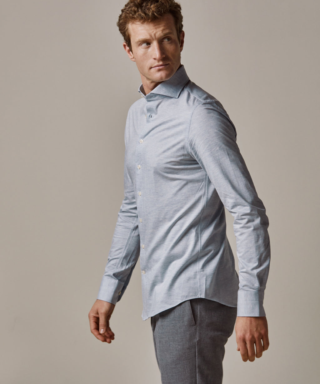 Hemden lange mouw blauw Profuomo