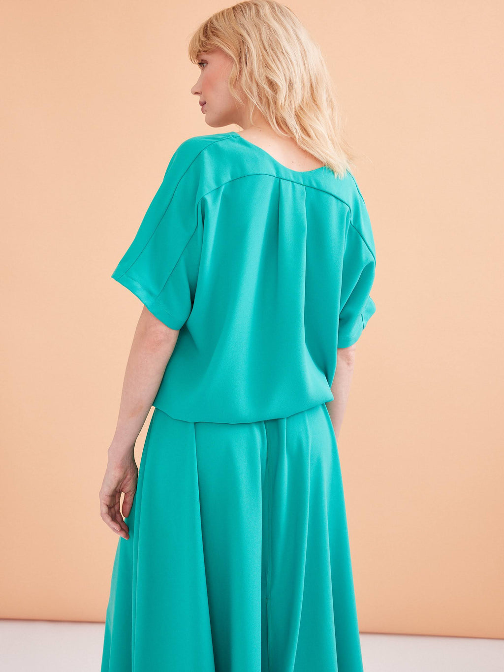 Blouses korte mouw blauw Her.
