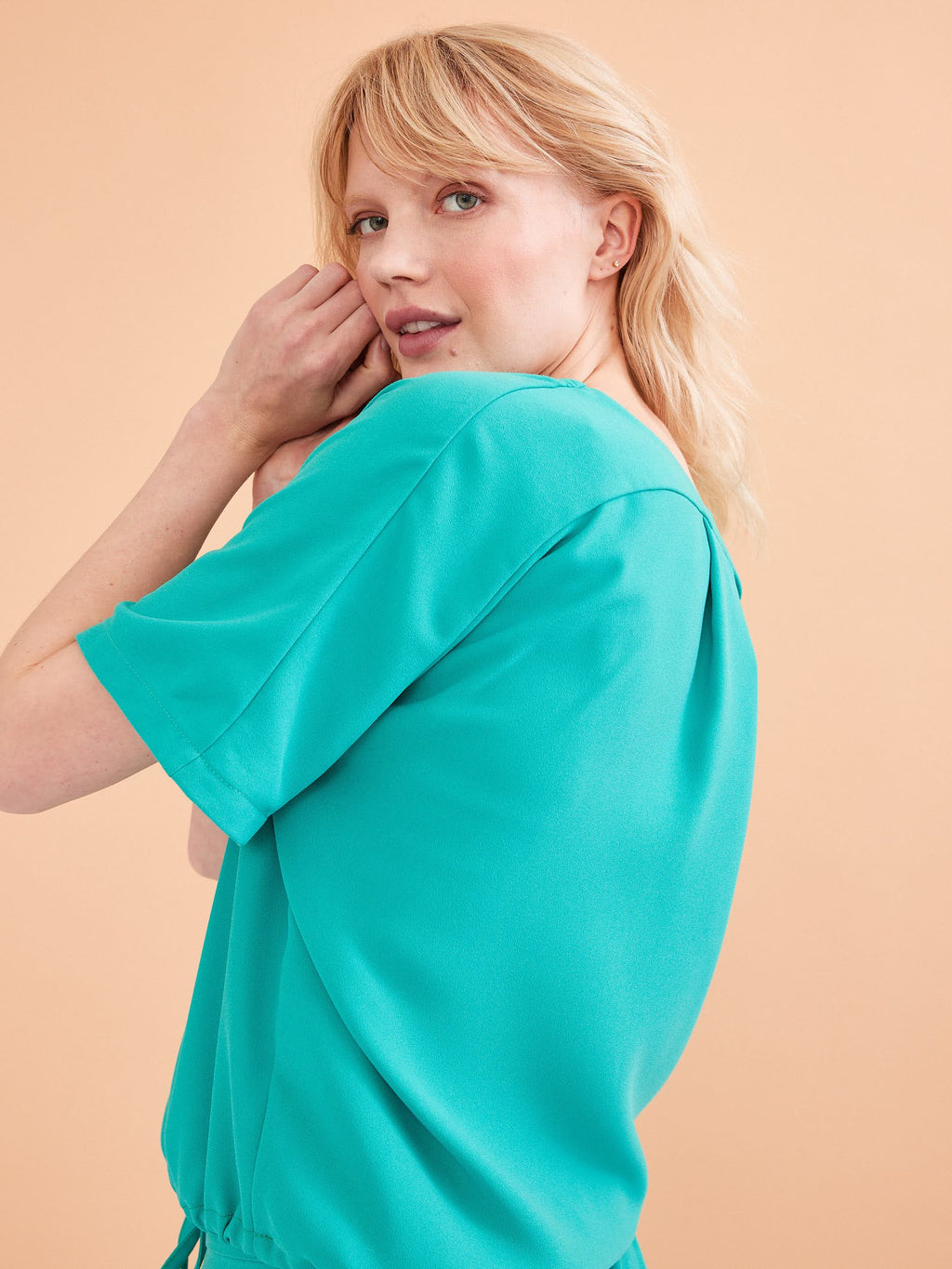 Blouses korte mouw blauw Her.