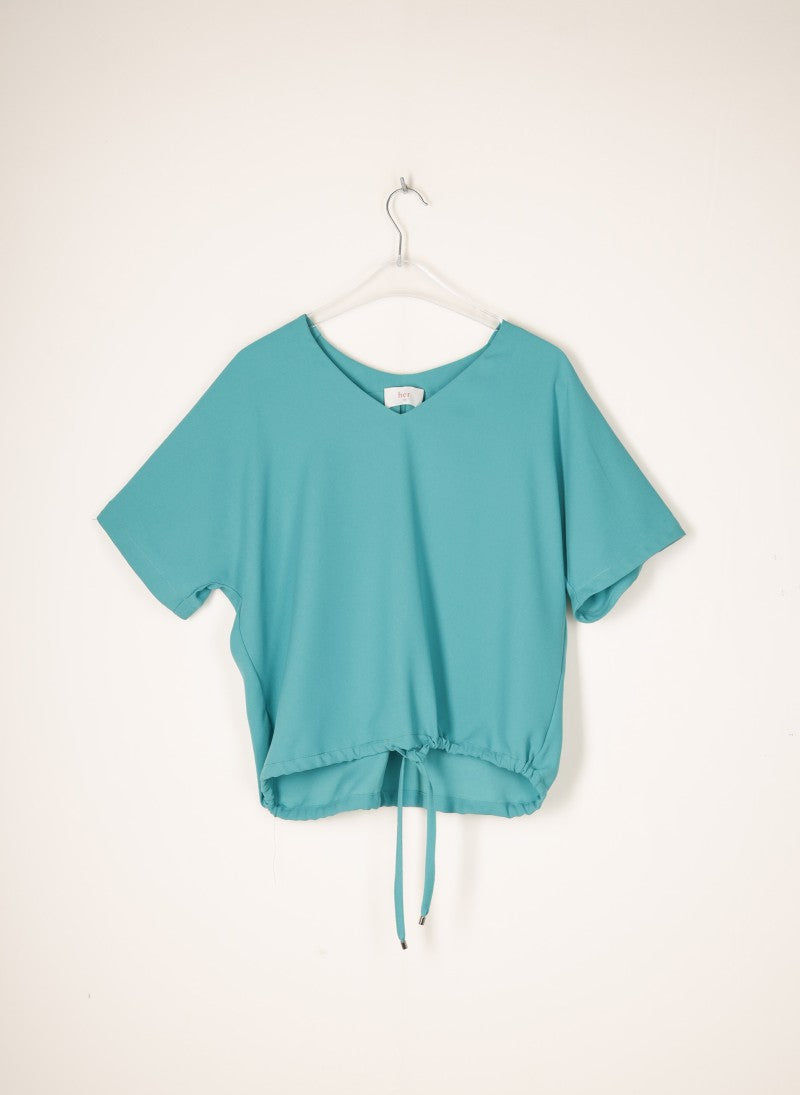 Blouses korte mouw blauw Her.