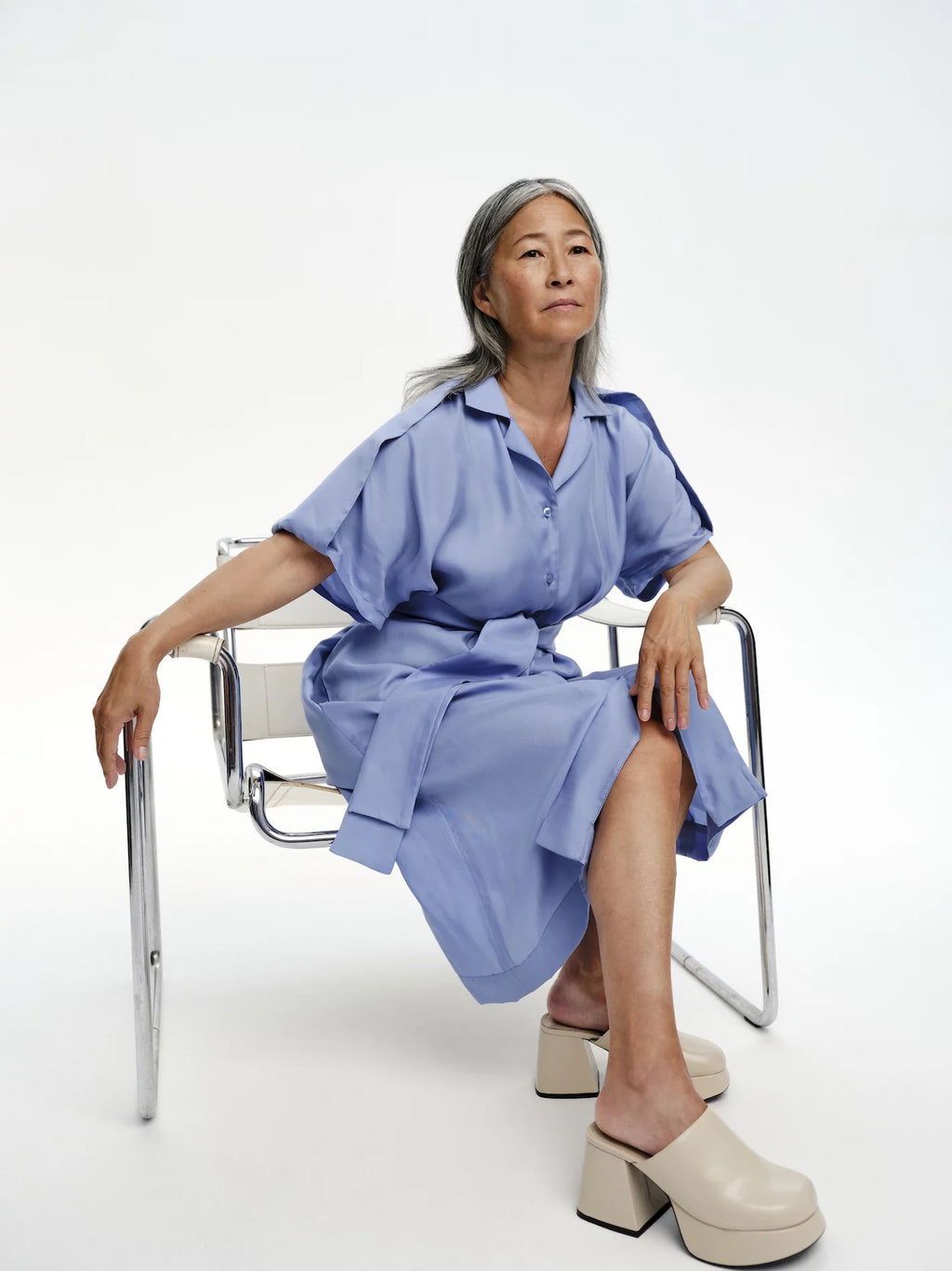 Jurken korte mouw blauw FAM the label