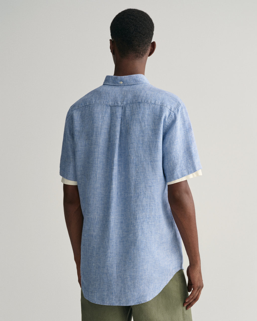 Hemden korte mouw blauw GANT