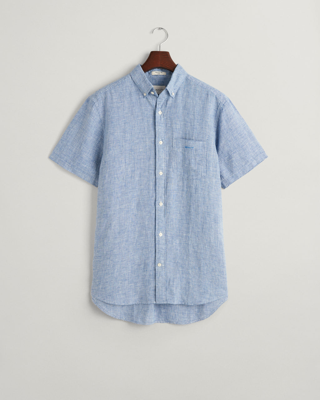 Hemden korte mouw blauw GANT