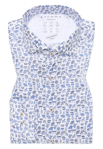 Hemden lange mouw blauw ETERNA