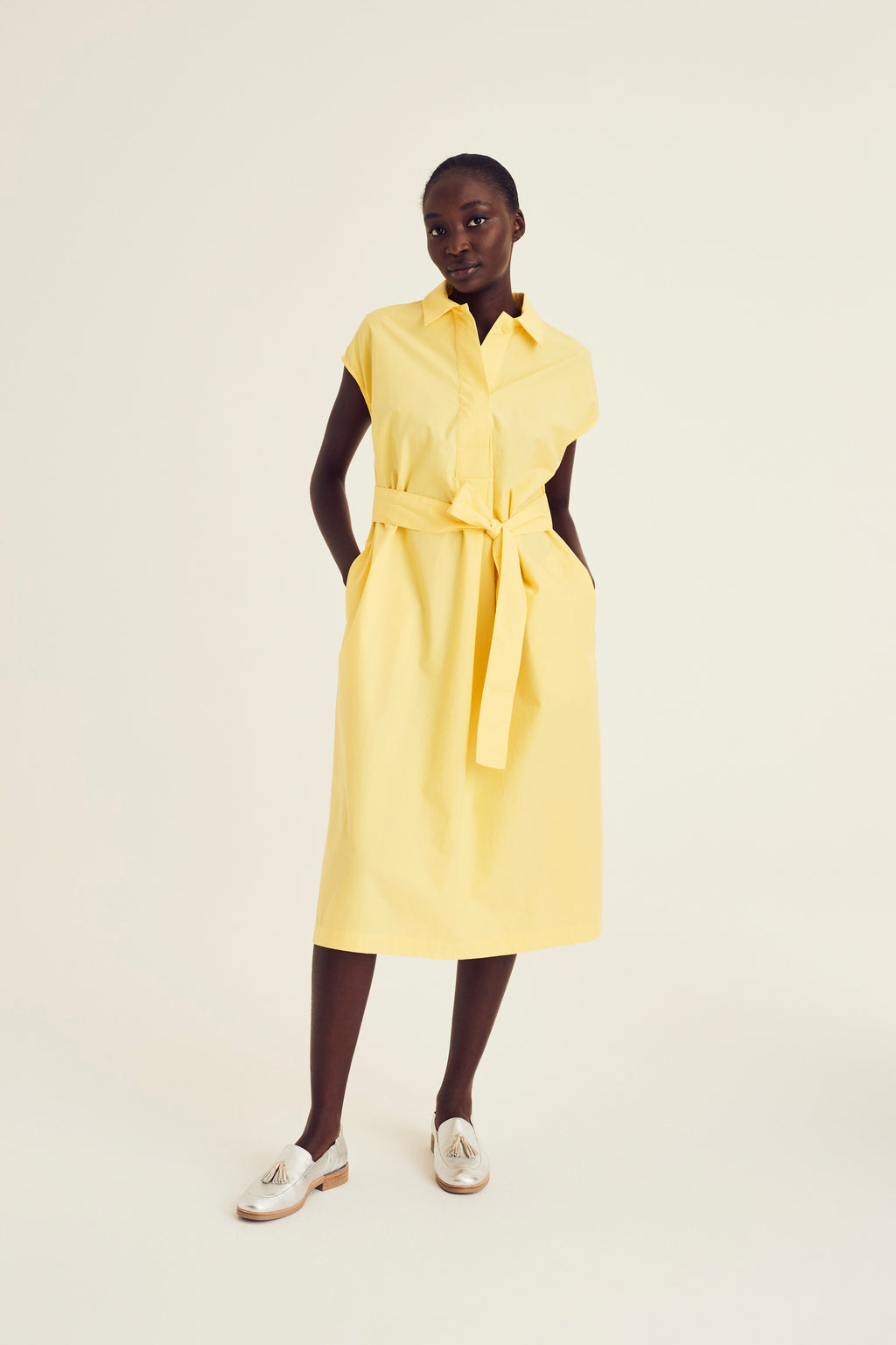 Jurken korte mouw geel Terre Bleue