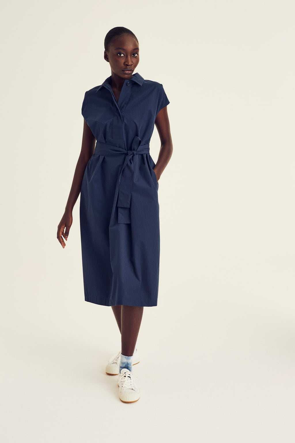 Jurken korte mouw navy Terre Bleue