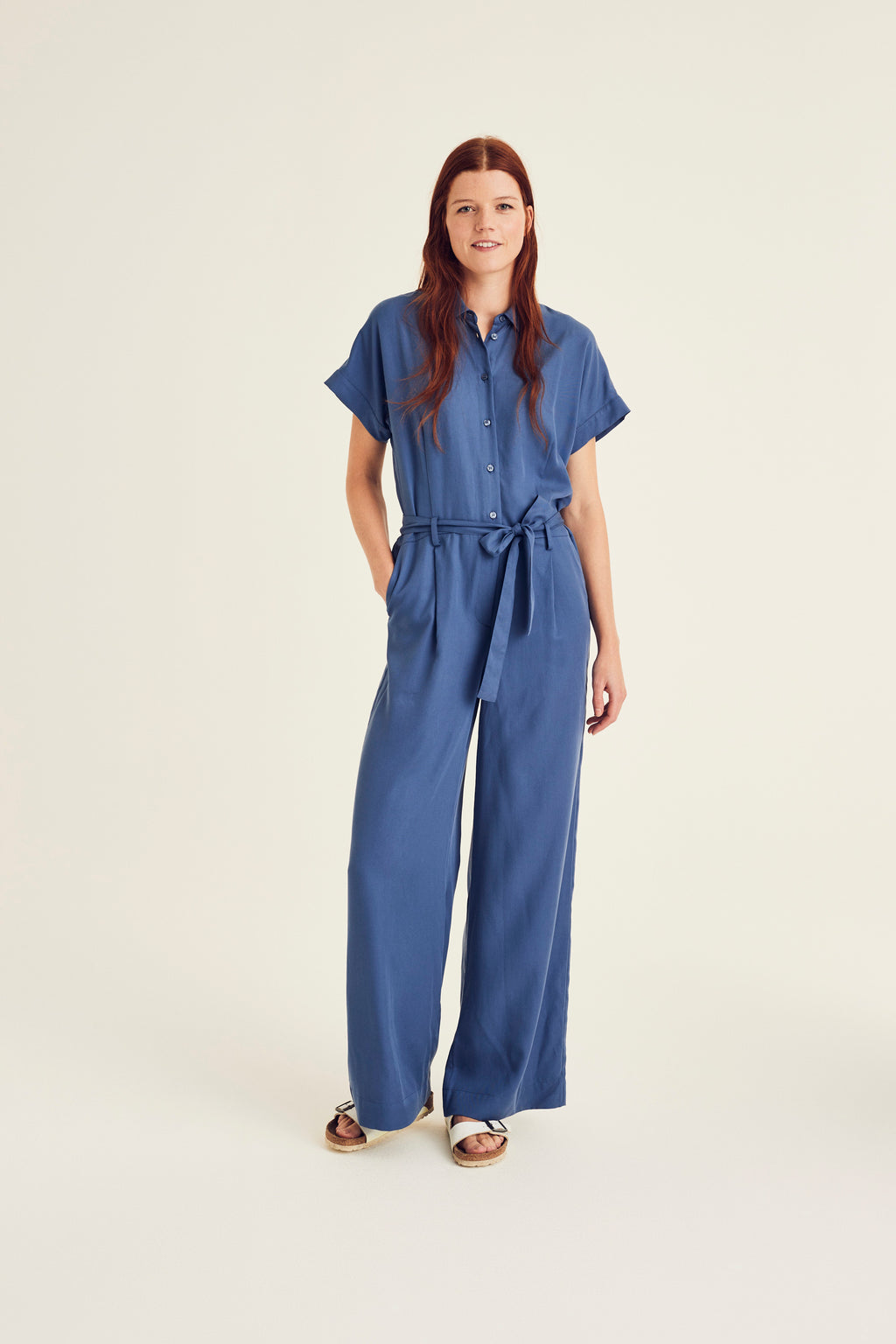 Jumpsuits korte mouw blauw Terre Bleue