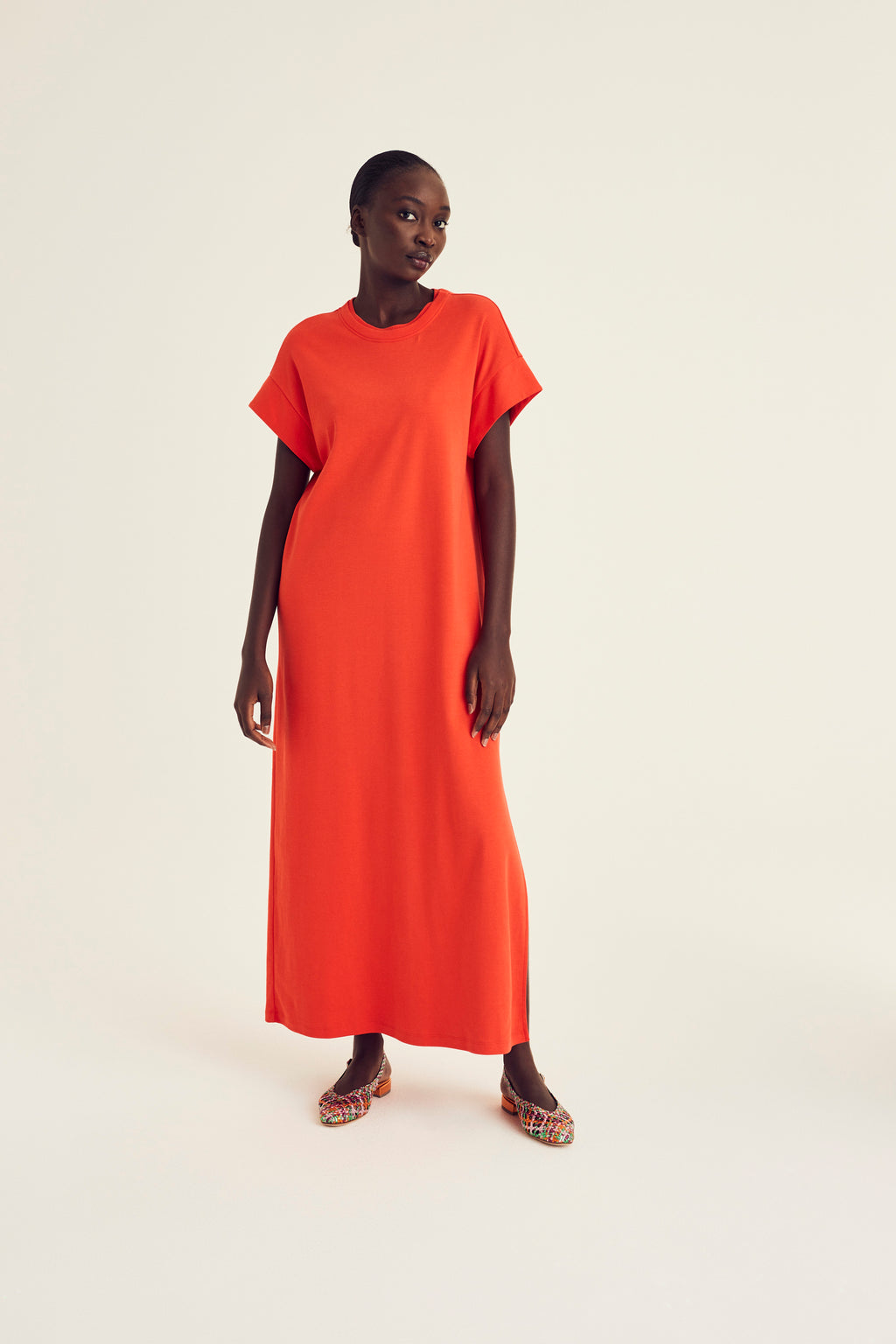 Jurken korte mouw rood Terre Bleue