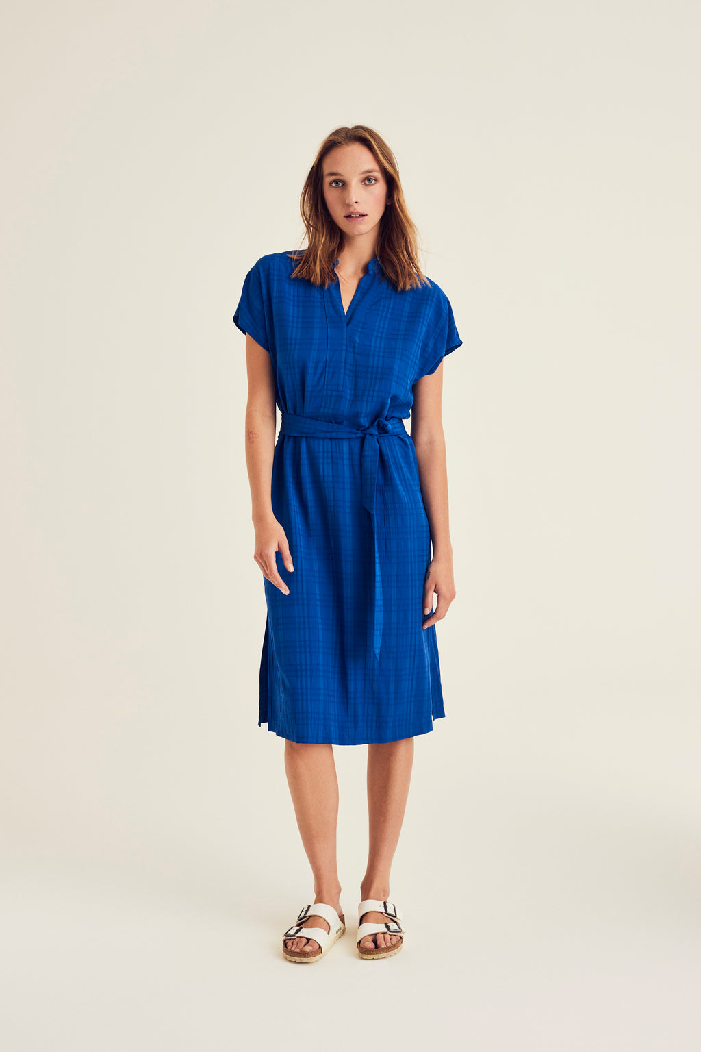 Jurken korte mouw blauw Terre Bleue