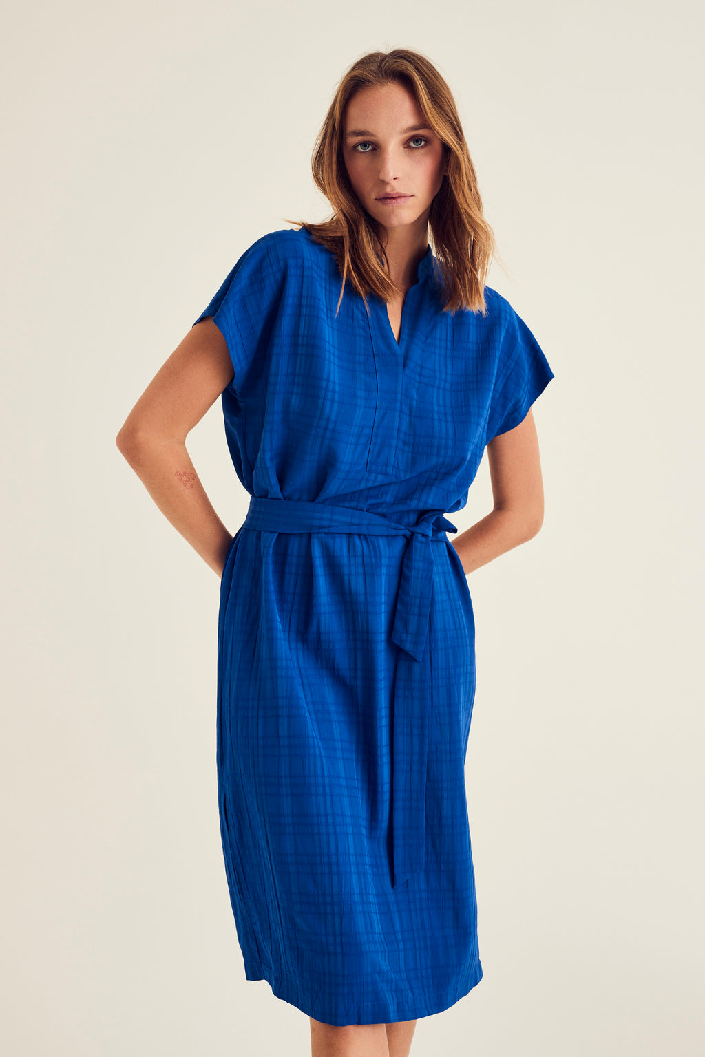 Jurken korte mouw blauw Terre Bleue