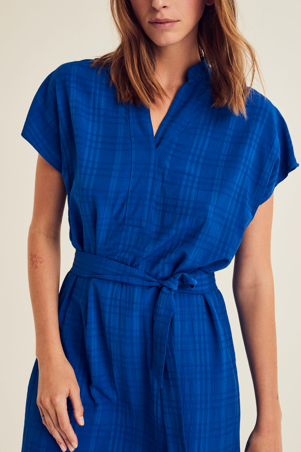 Jurken korte mouw blauw Terre Bleue