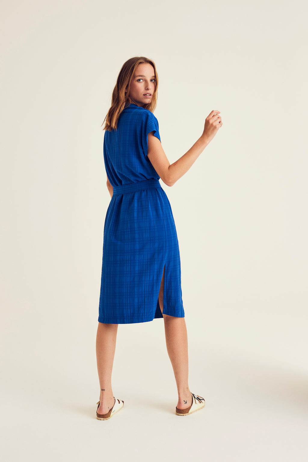 Jurken korte mouw blauw Terre Bleue