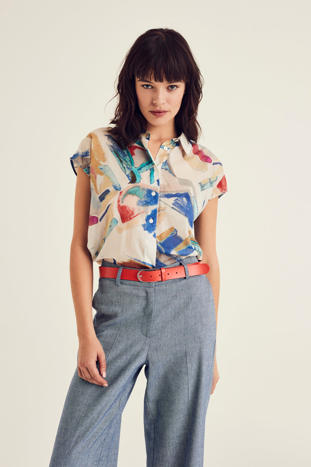 Blouses korte mouw blauw Terre Bleue