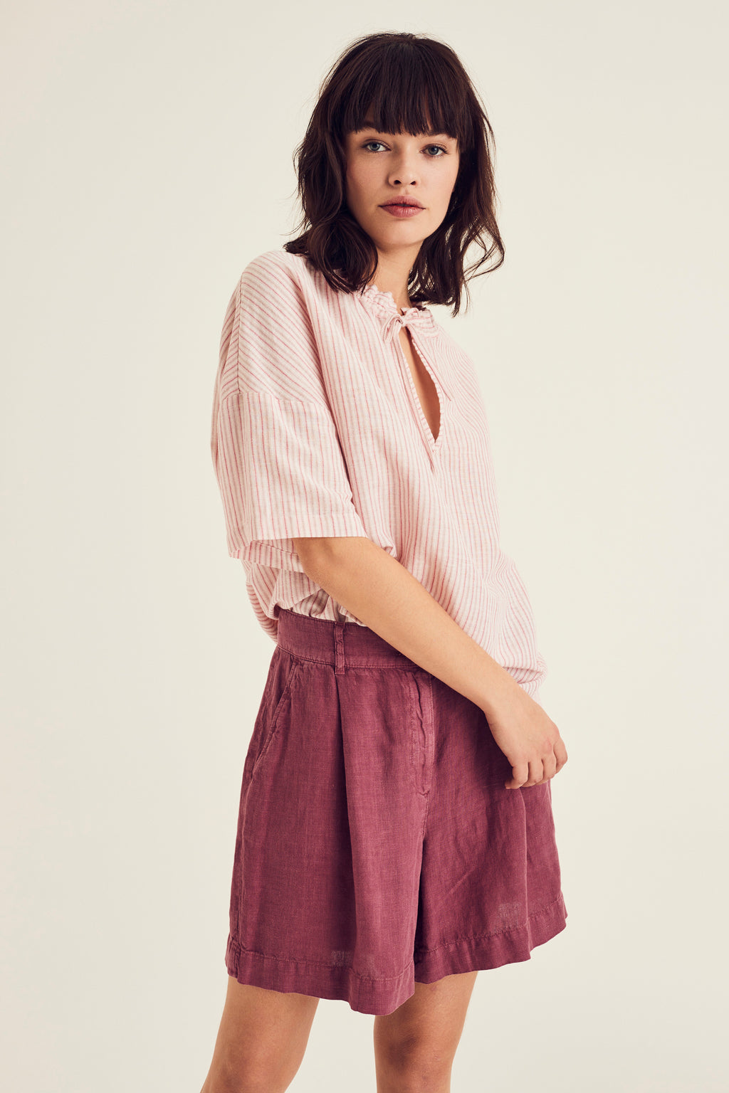 Blouses korte mouw roze Terre Bleue