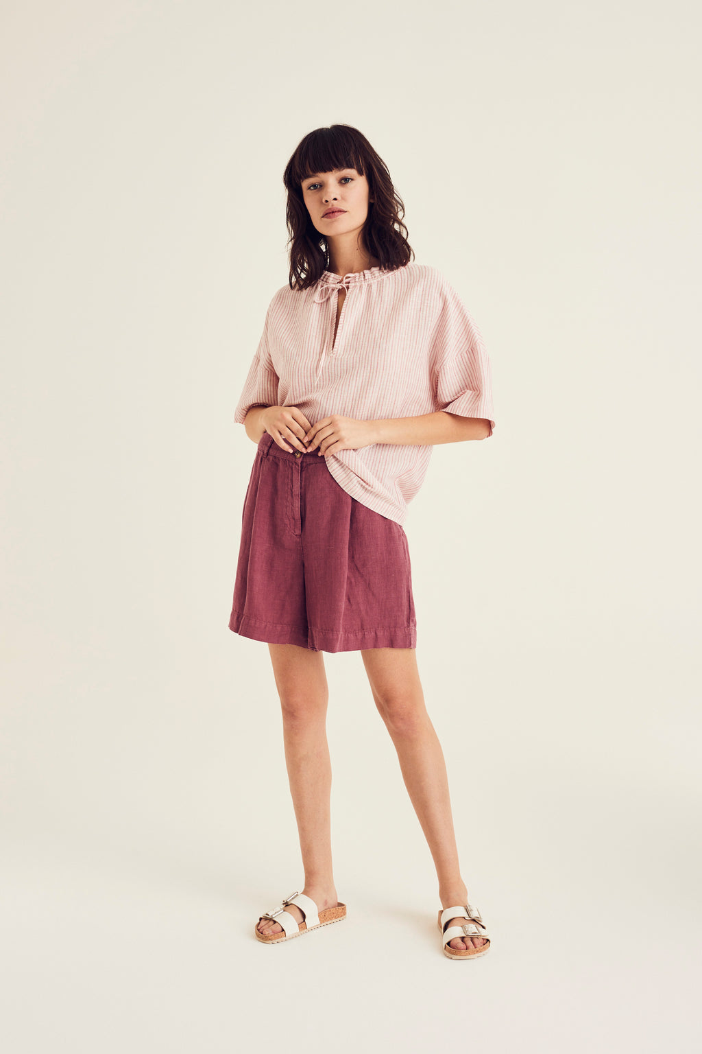 Blouses korte mouw roze Terre Bleue