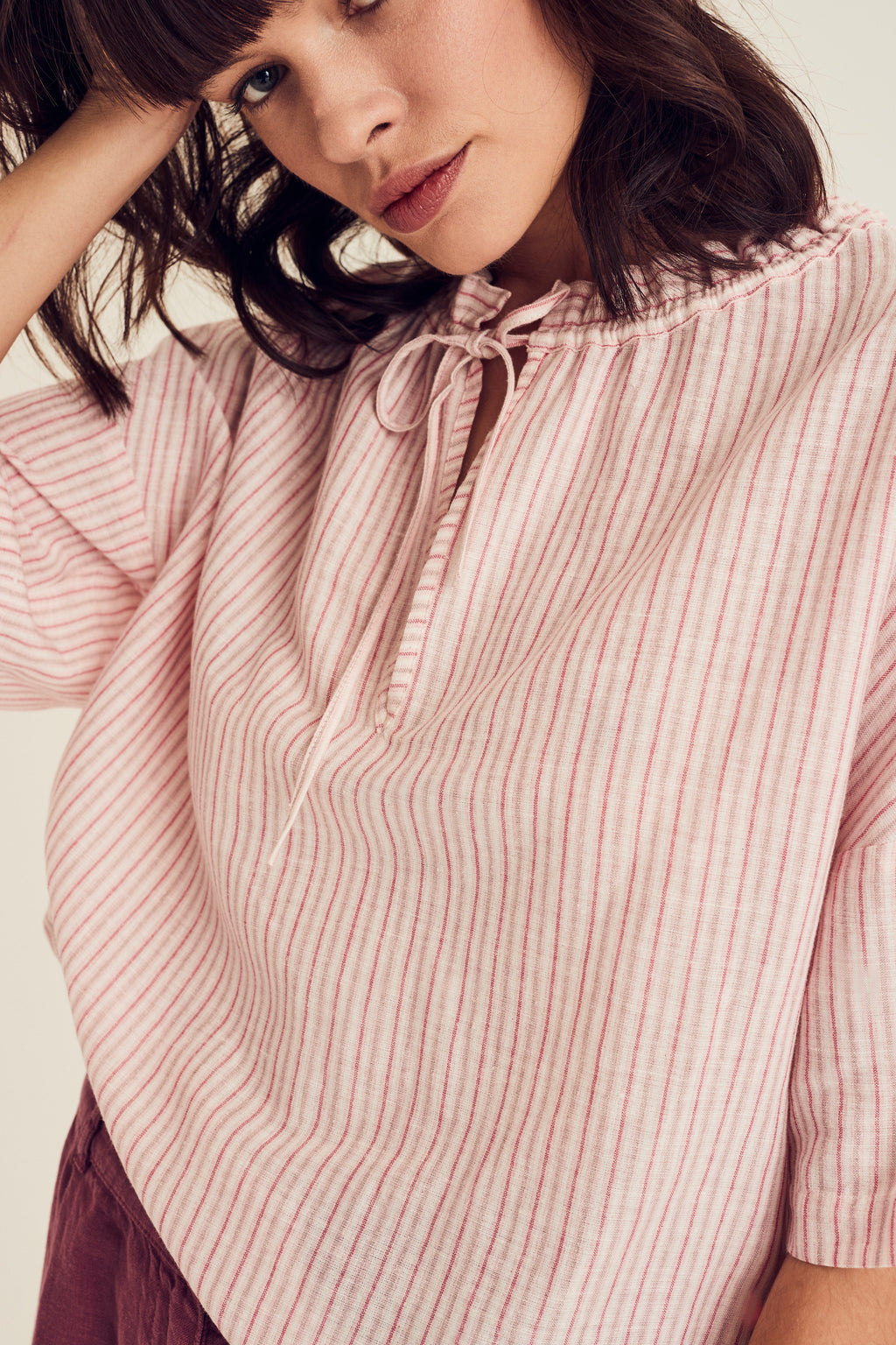 Blouses korte mouw roze Terre Bleue