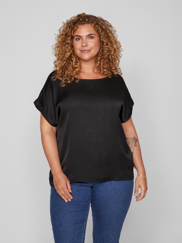 Blouses korte mouw zwart EVOKED VILA