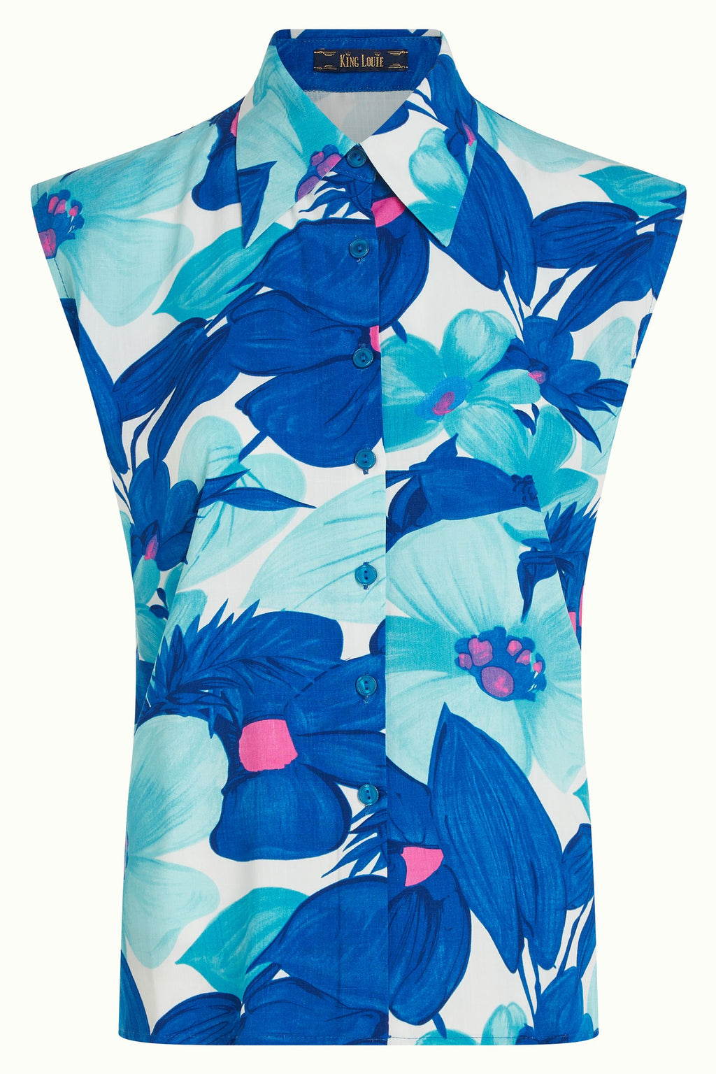 Blouses korte mouw blauw King Louie